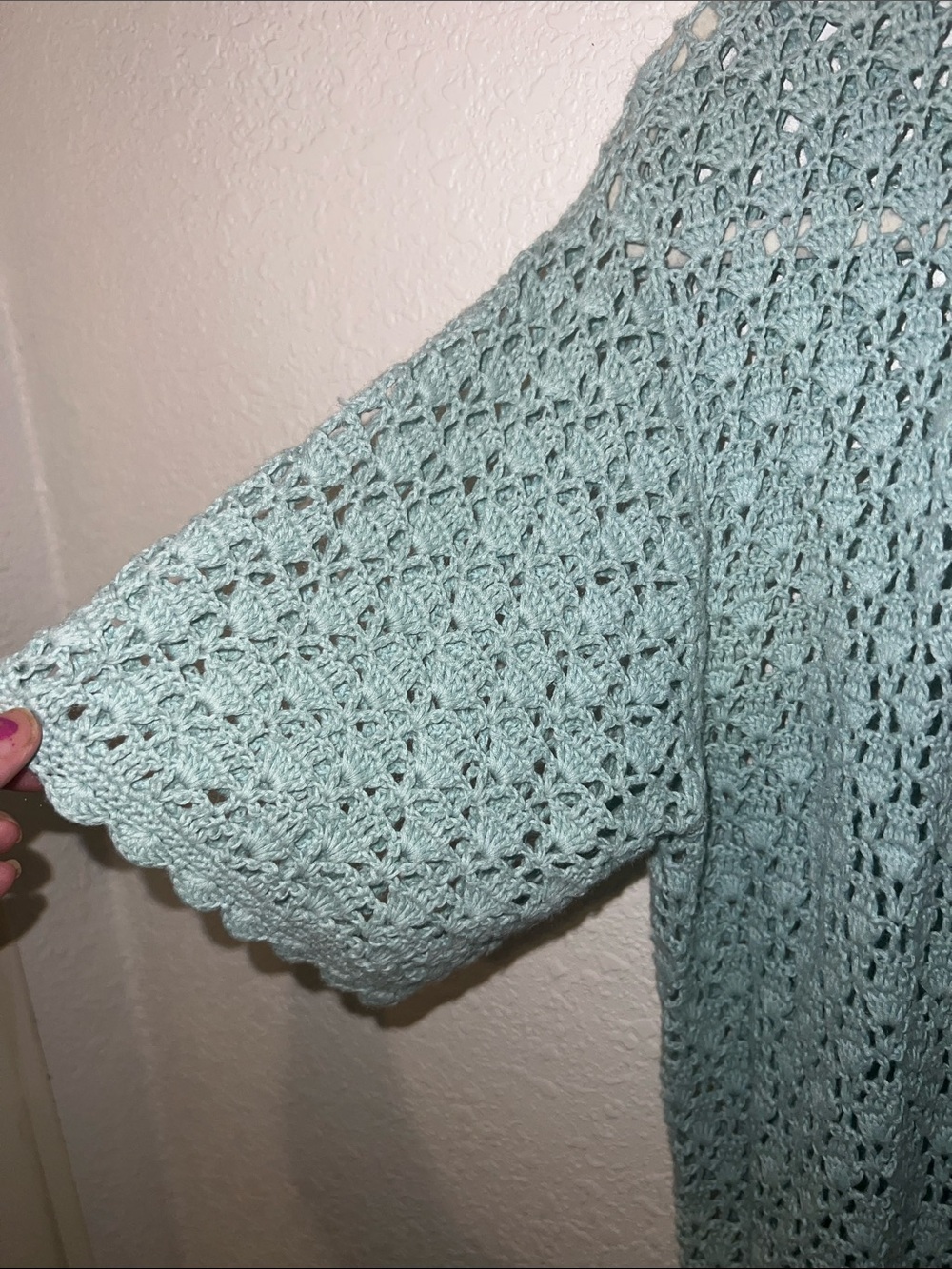 Style & Co. Light Seafoam Crochet Open-Front Cardigan - Picture 2 of 6